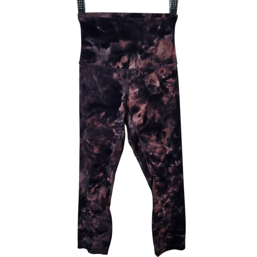 Lululemon Align High-Rise Crop 21 Diamond‎ Dye Graphite Grey Pink Pastel Size 0